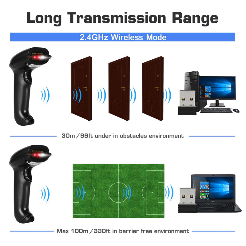 [Australia - AusPower] - WoneNice Wireless Barcode Scanner, 2D QR Handheld Scanner for iOS Mac Windows, Plug and Play USB Cordless 1D Barcode Reader for Retail Store Warehouse Inventory 