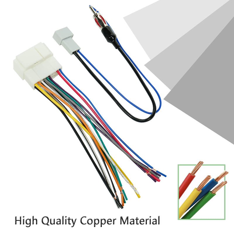 [Australia - AusPower] - RED WOLF Radio Wiring Harness + Antenna Wire Adapter Compatible with Honda Civic/CR-V/Odyssey/Accord/Pilot/1998-2008, Acura TL/RSX/RDX 1999-2006 for Aftermarket Stereo Installation 98-08 harness + antenna adapter 