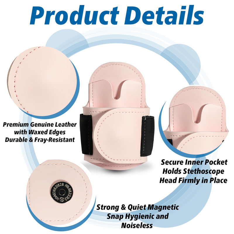 [Australia - AusPower] - 2 Packs Magnetic Stethoscope Holder for Physicians Nurses, Stethoscopes Holder for Scrubs, Stethoscope Holders Hip Clip with Magnetic Snap Closure (Black & Pink) 