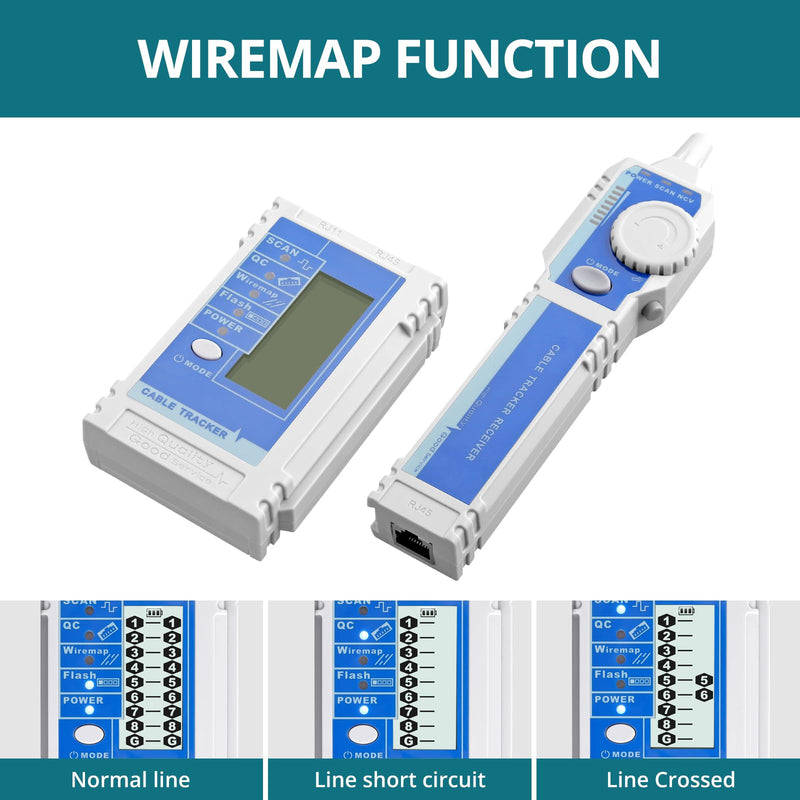 [Australia - AusPower] - Network Cable Tester NCV for CAT5 CAT6 CAT7 CAT8, Multifunctional Network Testers with LCD, Ethernet Wire Tracker for Telephone Systems/Computer Networks/Video Networks 