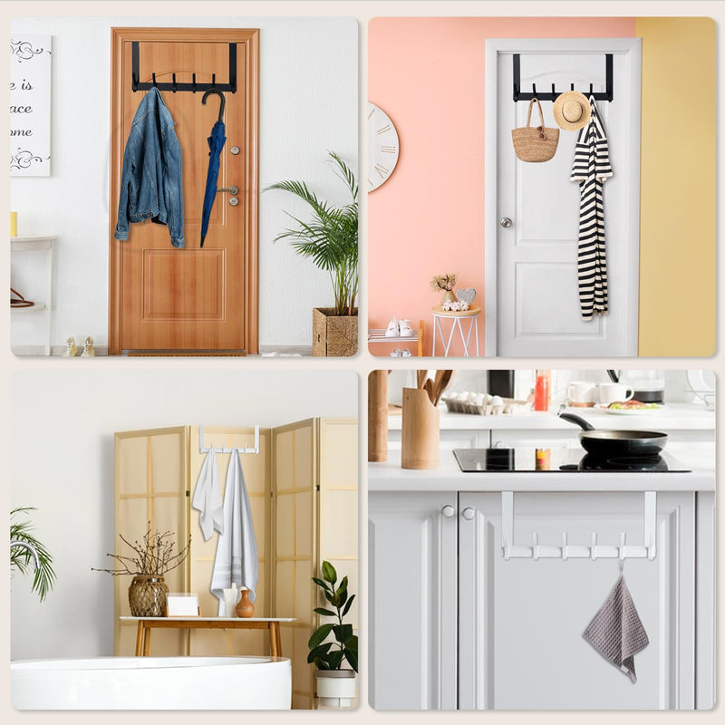 [Australia - AusPower] - BOOMIBOO Over The Door Hooks, Sturdy Door Hanger, Towel Rack Towel Hooks for Bathroom 12 Hooks Large Over The Door for Bathroom, Bedroom?Kitchen Black 