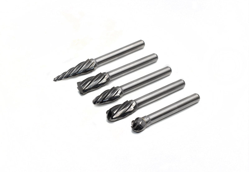 Carbide Burrs for Aluminum - 5pcs Aluma Cut Carbide Rotary Burr Files Set 1/4"(6.35mm) Shank for Die Grinder Drill,Metal Carving,Polishing,Engraving, Drilling