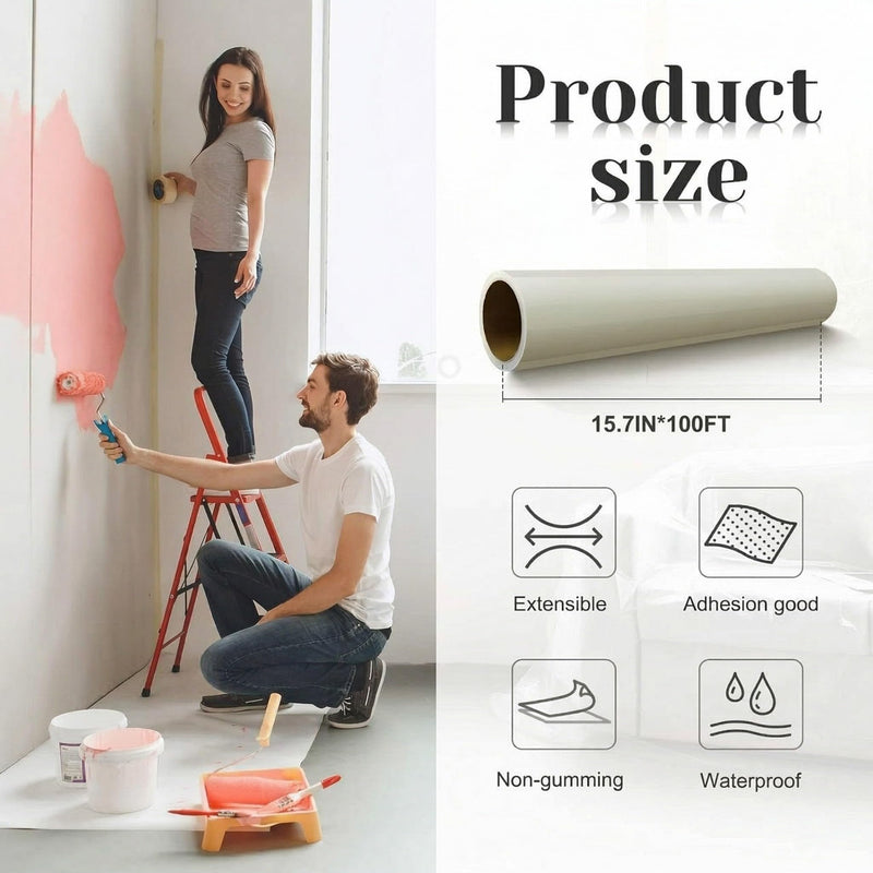 Amylove 15.7 Inch X 100 ft Carpet Protection Film Self Adhesive, Heavy Duty Plastic Carpet Protector for Stairs Rugs Hallways High Traffic Areas, Floor Covering for Moving Renovation (Clear) Clear