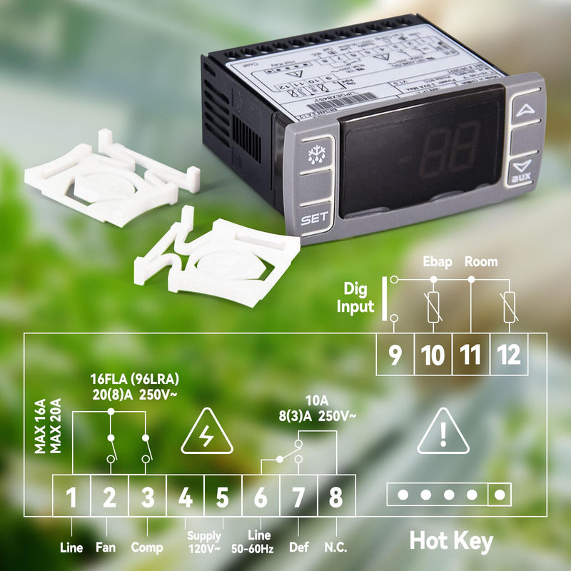 [Australia - AusPower] - XR06CX-4N1F1 Temperature Controller for 120V 50-60hz Commercial Refrigerators/Freezer, with Programmable Temperature Controller Temperature Sensing Probe 