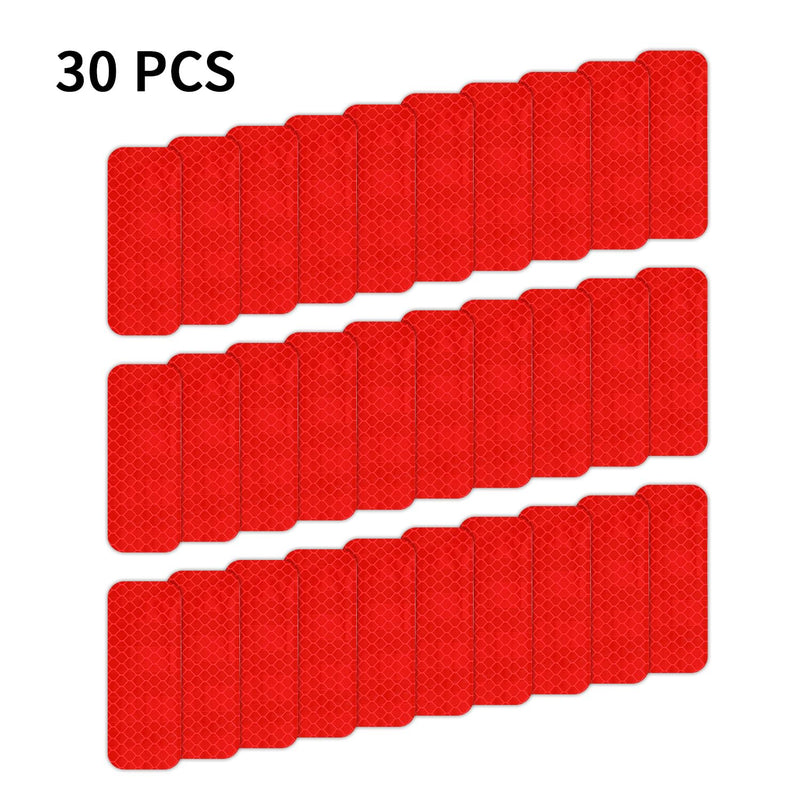 30 Pcs Safety Warning Tapes, 3.15″ x 1.2″ Rectangular Reflective Stickers Side Trim Strip, 8x3 CM Reflective Marker High Visibility Waterproof PET Reflector for Mailbox, Car, Helmets, Red 8 X 3 CM