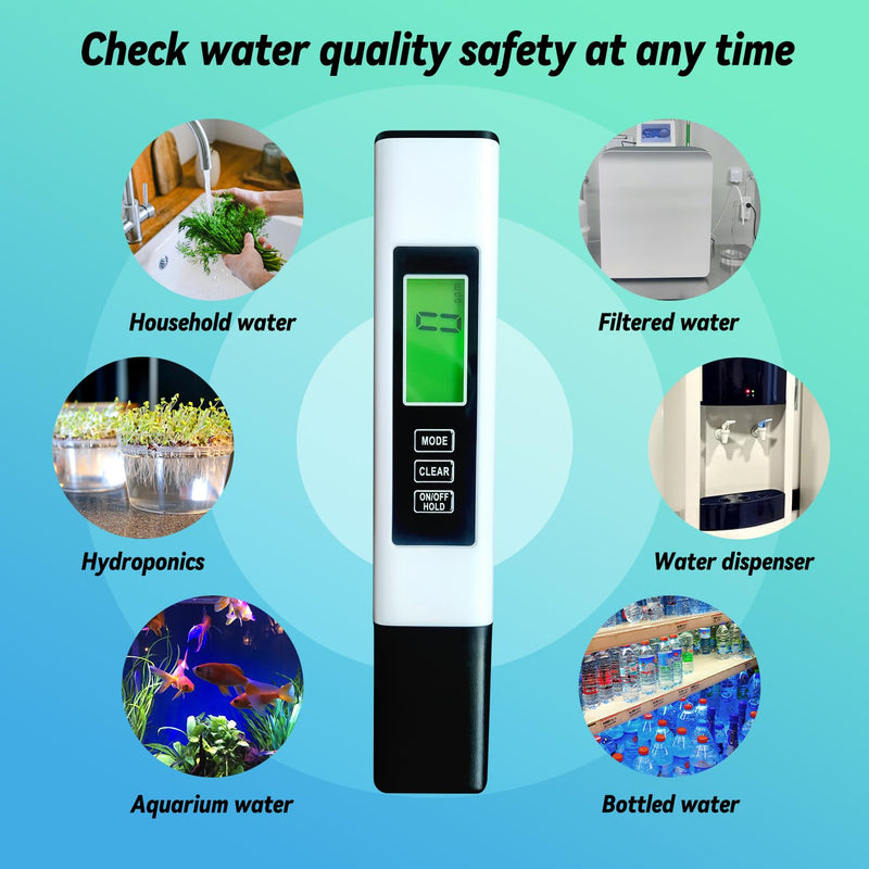 [Australia - AusPower] - Water Quality Tester, Accurate and Reliable, TDS Meter, EC Meter & Temperature Meter 4 in 1, 0-9990ppm, Ideal Water Test Meter for Drinking Water, Aquariums, etc. 
