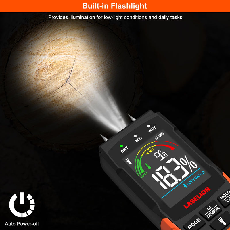 [Australia - AusPower] - 2-in-1 Pin & Pinless Moisture Meter MS03 – Accurate Moisture Detection for Wood, Concrete, Drywall, and More – LCD Display with Hold Function, Flashlight, and Auto Power Off 