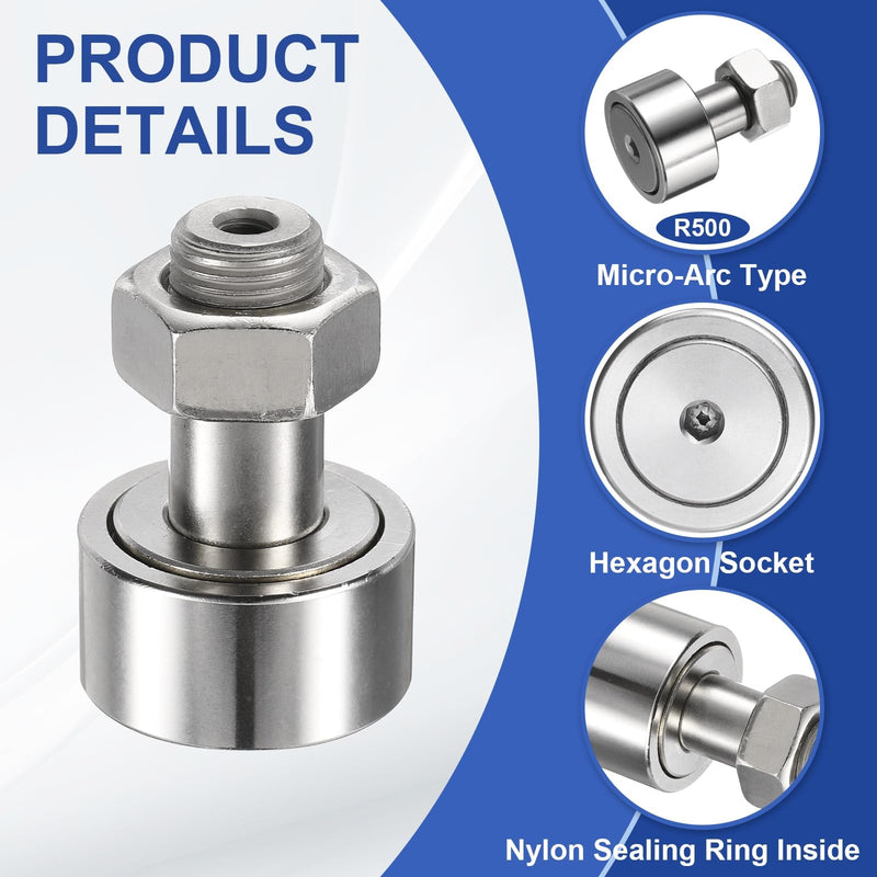 uxcell 3Pcs Cam Follower Track Runner Bearings CF16/KRV35 X Needle Roller Stud Track Bearing, 35mm Roller Diameter, M16 Stud Type for Machine Tool Guide Rail (Hexagon Socket) 3