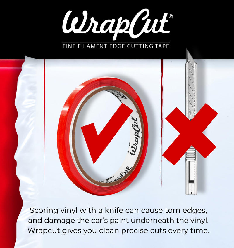 VViViD Wrap Cut 32ft (10M) Vinyl Wrap Edge Cutting Detailer Tape Including Yellow Detailer Squeegee 1 roll + Squeegee