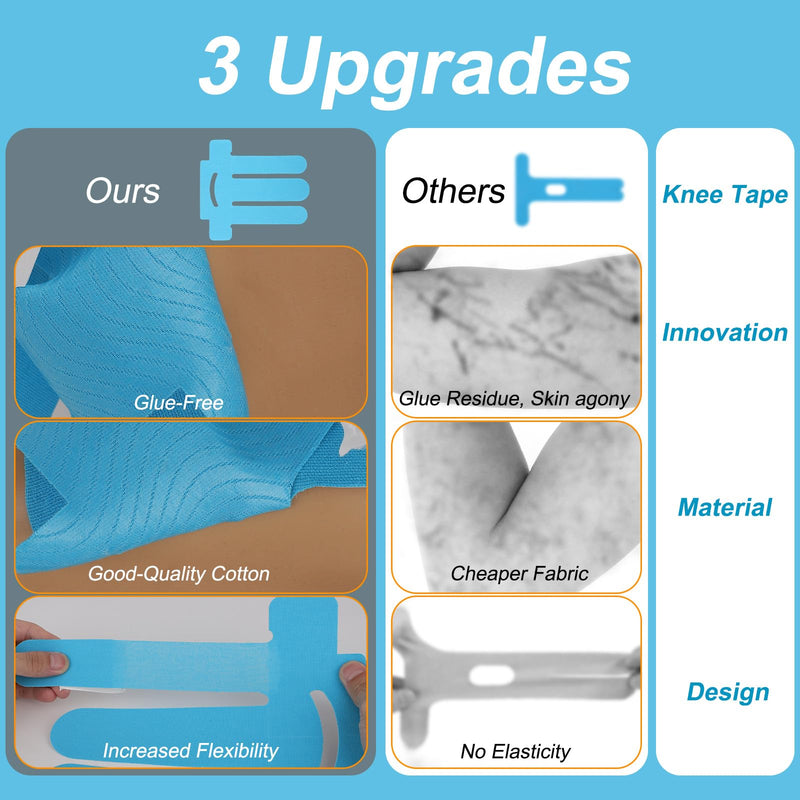 12pcs Kinesiology Tape for Shoulder, Precut Breathable Waterproof Kinesiology Tape for Knees Shoulder Sports Support Muscle Protection (Blue) Blue