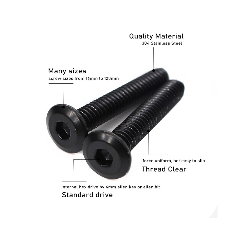 [Australia - AusPower] - binifiMux 20pcs M6 x 15mm Black Rivet Countersunk Socket Cap Allen Bolts Rivet Screws Furniture Connecting 304 Stainless Steel M6 x 15mm 20pcs 