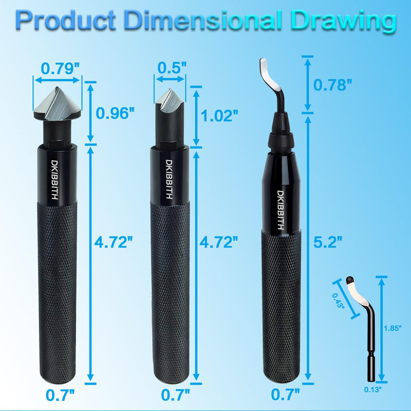 DKIBBITH 13-Piece Deburring Tool Set with 2 Countersinks & 11 Blades - Works on Metal, Resin, PVC, Copper, Plastic,3D Printed Edges - Plumbing & 3D Printing Burr Removal Reamer Tool. 13 Piece Deburring Tool