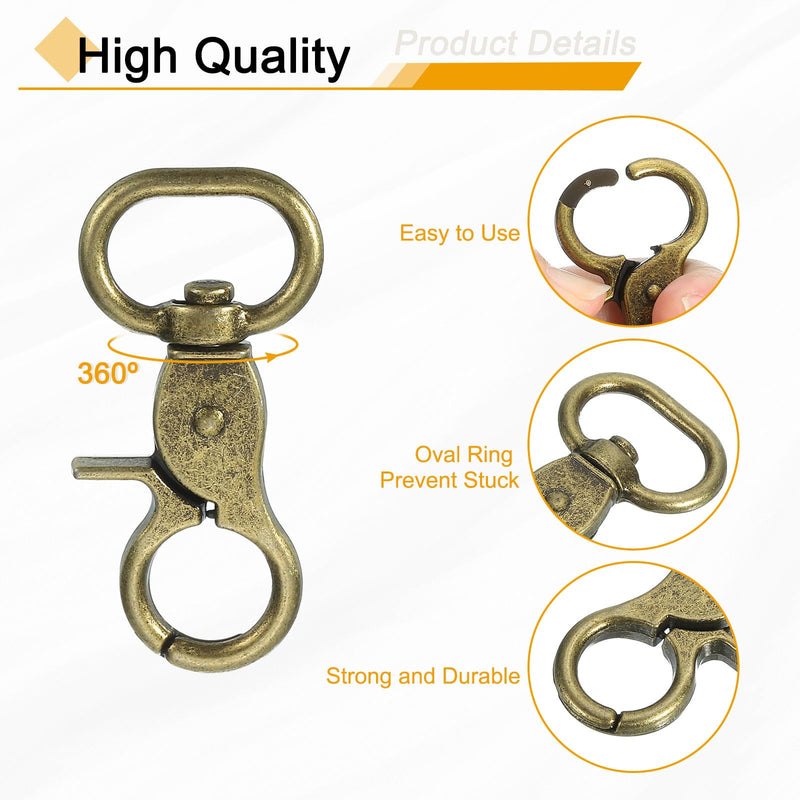 [Australia - AusPower] - uxcell 8Pcs Swivel Snap Hook, 20mm(3/4") Trigger Snap Heavy Duty Metal Lobster Claw Clasp Lanyard Clips for Straps Bags Belting Leathercraft, Bronze 