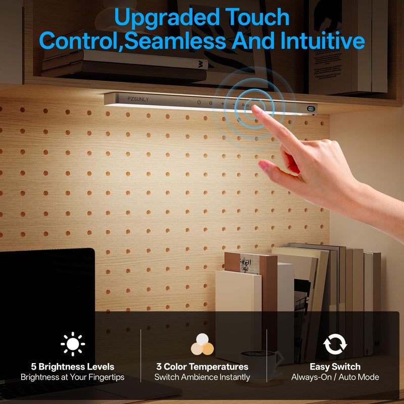 [Australia - AusPower] - 14.2inch Under Cabinet Lighting Wireless,Rechargeable Motion Sensor Light Indoor,3 Colors Dimmable,Magnetic Closet Lights with Remote,Under Counter Lights for Kitchen,Silver 2Pack Silver 