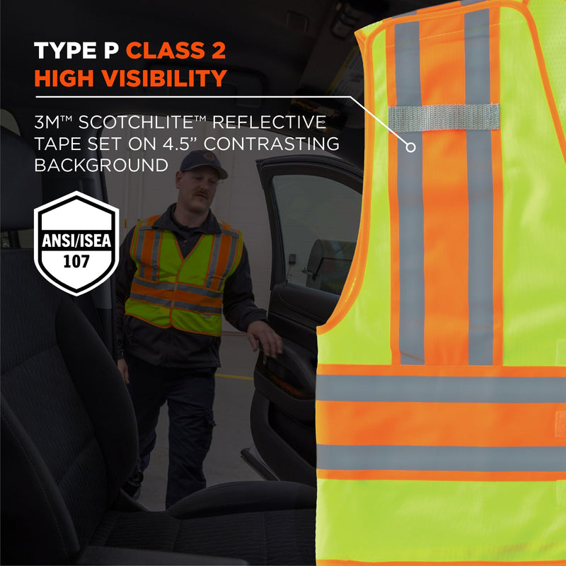 Public Safety Reflective Vest, High Visibility, ANSI Compliant, Breakaway, 2XL/3XL, Ergodyne GloWear 8245PSV,Lime Lime XX-Large-3X-Large