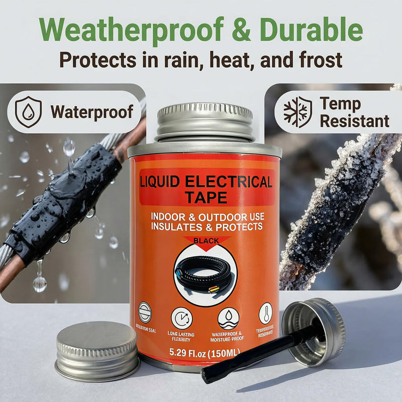 150ml Liquid Electrical Tape Insulating Repair Glue, Quick-Drying Waterproof High Temp Resistant Insulation Coating with Brush Cap for Wires Cables Outdoor Electrical Equipment Fixing Black