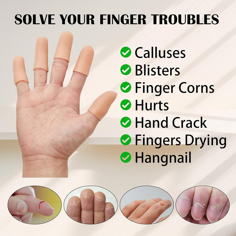 [Australia - AusPower] - Gel Finger Cots, Silicone Finger Protectors, Fingertip Bandages Band-aids for Dry Skin, Cracked Fingertip Treatment,Thumb Protector Covers for Hand Eczema Finger Arthritis (20pcs) 
