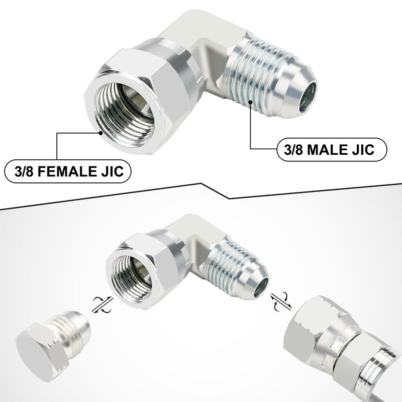 [Australia - AusPower] - 3/8’’ hydraulic fittings 90 degree, 3/8" Male JIC x 3/8" Female JIC Swivel, 5PCS 