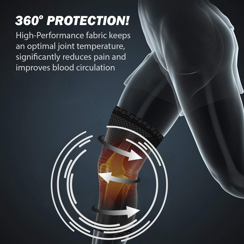 [Australia - AusPower] - POWERLIX Knee Compression Sleeve - Best Knee Brace for Men & Women – Knee Support for Running, Basketball, Weightlifting, Gym, Workout, Sports, (Black, Large) Black 