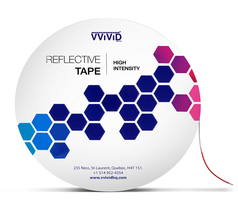 VViViD High-Intensity Reflective Red and White Striped Self-Adhesive Conspicuity Tape 1 Inch by 25 Foot Roll