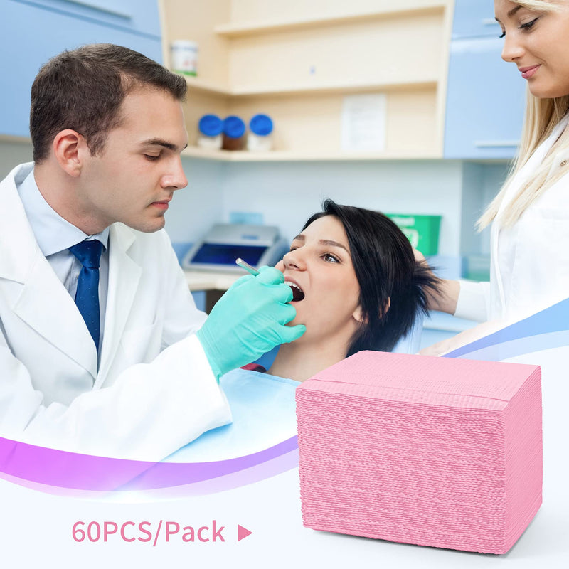 [Australia - AusPower] - Dental Bib Disposable Pink Polyback Towel Waterproof Patient Bibs 3 Ply Tattoo Paper Napkins for Dental Clinic, Tattoo Piercing, Feeding - Soft and Fluid Resistant - 13'' x 18" 