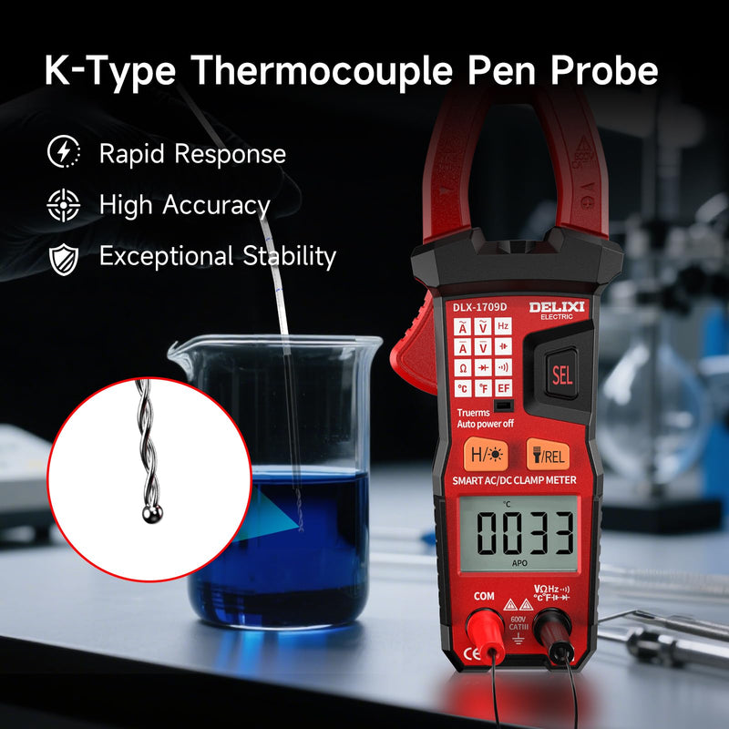 [Australia - AusPower] - Digital Clamp Meter Tester with 600A AC/DC Current and 600V AC/DC Voltage, 6000 Count Voltage Tester Auto-ranging with NCV, Resistance, Temperature, Capacitance and Frequency 6000 Counts 