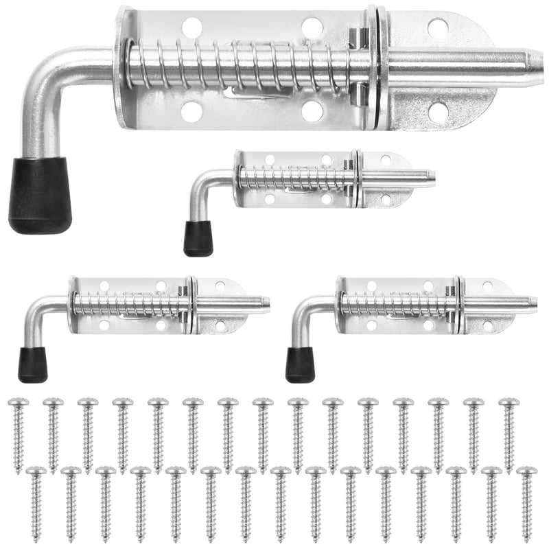 BANCHELLE Spring Loaded Latch Pin with Pin Receiver and Screws 6 PCS | 304 Stainless Steel, Heavy Duty, 128 mm/5.04 Inches Length, for Door Gate Van Shed Chest Cabinet Trailer Container Silver