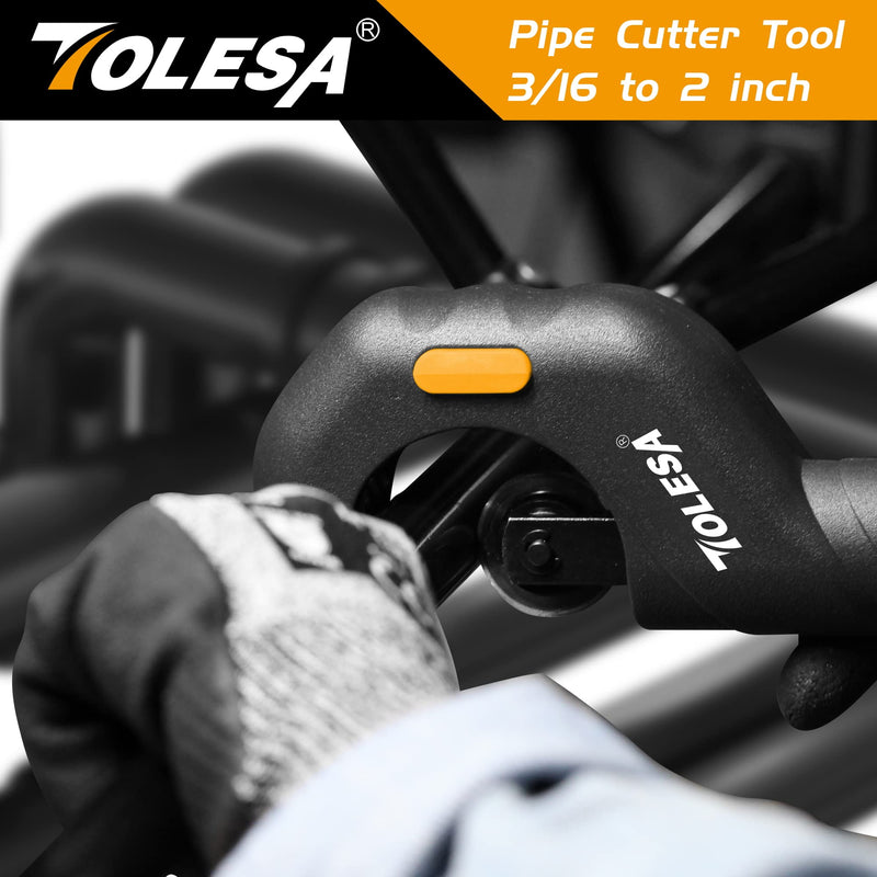 TOLESA Pipe Cutter Tool 3/16-2 Inch(5-50mm) Heavy Duty Metal Pipe Cutter With Deburring Tool Pipe Reamer Sharp Copper Tube Cutter Speed Cutting Tubing Cutter For Stainless Steel Aluminum Brass Pipe