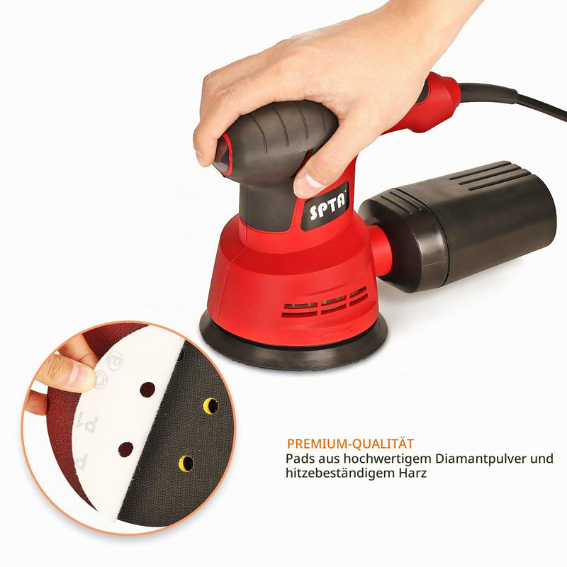 SPTA 100-Piece 125mm 40/80/120/180/320/400/600/800/1500/2000 Sanding Discs Velcro Sanding Sheets Sanding Papers Excenter Sander Grit x10 8 Holes for Orbital Sanders