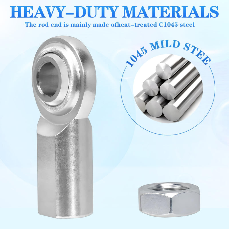 [Australia - AusPower] - 1/4 x 1/4-28 Rod End Bearing Heim Joints Right Hand Female Thread Heim Joint,RH 1/4"- 28 Thread x 1/4" Bore Stainless Female Rod End Bearing with Jam Nuts (1/4-4Pcs) 