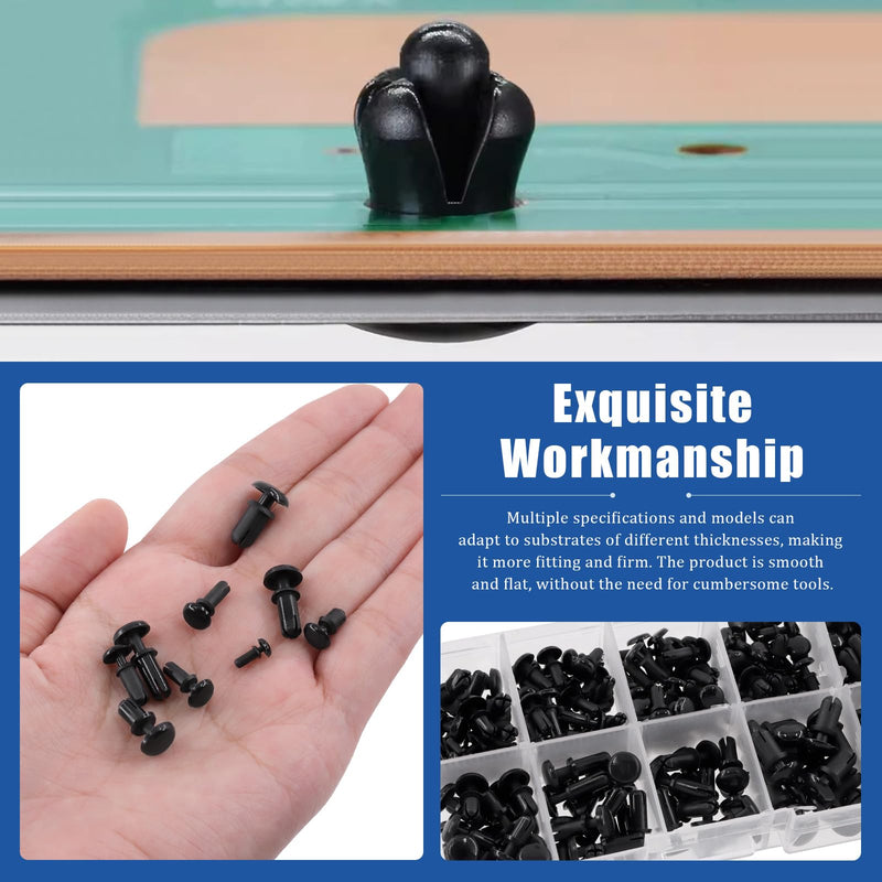 [Australia - AusPower] - Glarks 240pcs 8 Sizes Nylon Removable Push Head Fasteners Rivets 2MM 3MM 3.5MM 4MM 5MM Black Push Pin Clip Rivets Car Bumper Retainer Clips Bumper Shield Retainer Push-in Screw Bumper Push Rivet Clip 