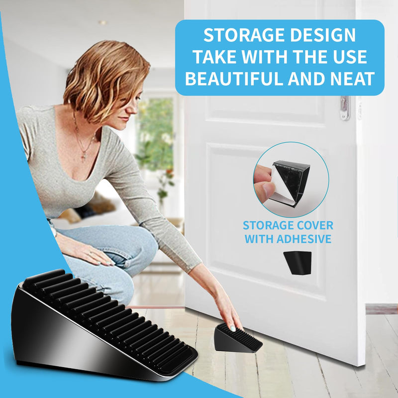 [Australia - AusPower] - Strongest Large Door Stopper - Heavy Duty Tall Door Stop Wedge Door Stoppers for Bottom of Door, Tall up to 2.6 In Doorstop Zinc Alloy and Silicone Made Suits Any Heavy Door Any Smooth Floor Black - 1 Pack 