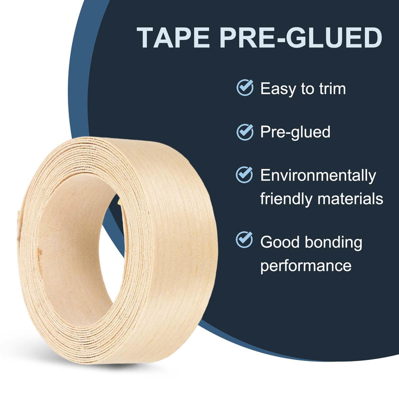 PATIKIL Birch Edge Banding, 1 Inch x 10 ft Wood Veneer Tape Pre-glued Flexible Plywood Edge Banding with Hot Melt Adhesive for Furniture Restoration