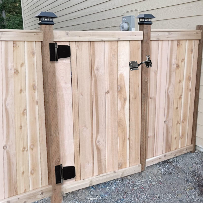 HOME MASTER HARDWARE Self-Closing Gate Kit Black - 3.5 in Spring Tee Hinges 2 Pack + Self-Adjusting Gate Latch 1 Pack