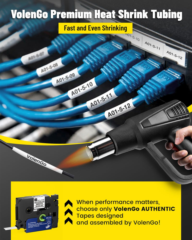 [Australia - AusPower] - E1000 Heat Shrink Label Tapes - 0.46'' 11.7mm Black on White Tube Tapes Compatible with PT-E560BTVP E510VP E310BTVP Replacement for Brother P-Touch HSe-231 HSe231 HS-231, 4-Pack 