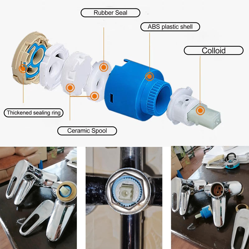 [Australia - AusPower] - 2 Tap Cartridge, Ceramic Cartridge 35 mm, Cartridge 35 mm for Blanco, Mellbree, Ceramic Tap Cartridge for Kitchen Taps, Tap Cartridge, Replacement Cartridge Single Lever Mixer Tap 