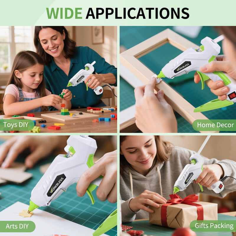 [Australia - AusPower] - WorkBless Hot Glue Gun, Dual Temp Glue Gun 60W/100W, Fast Heating Heavy and Duty Glue Gun with 20PCS Full Size Glue Sticks for Arts, Home Repair, Professional DIY & Industrial Use 