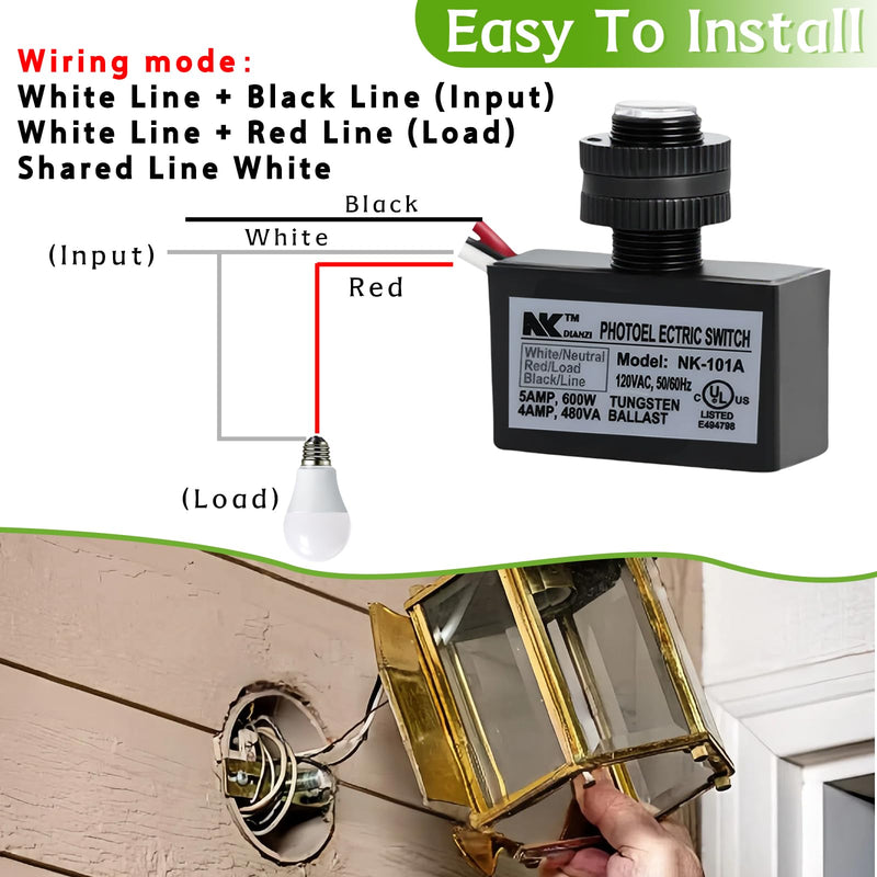 [Australia - AusPower] - 2-Pack 105V-130V AC Photocell Light Sensors，Automatic Dusk-to-Dawn Illumination Switches - Weatherproof，Fit for Outdoor Lighting， Photoelectric Controls with Sunrise & Sunset Detection 