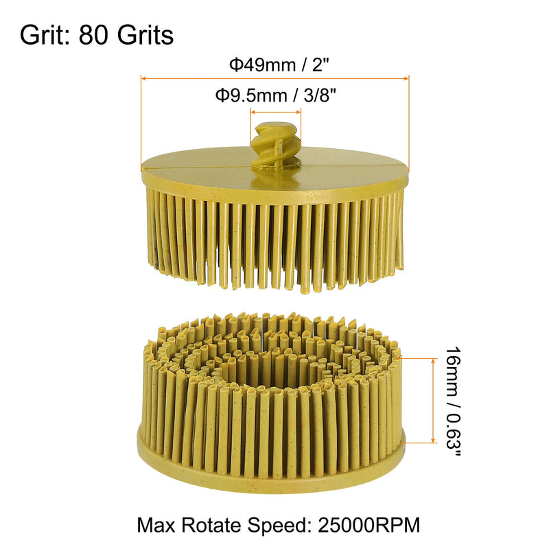 [Australia - AusPower] - HARFINGTON 4pcs Bristle Disc 2" 80 Grit R-Type Abrasive Brush Coarse Bristle Disc Deburring Electric Disc Brush Attachment Abrasive Coating Removal Disc for Metal, Yellow 