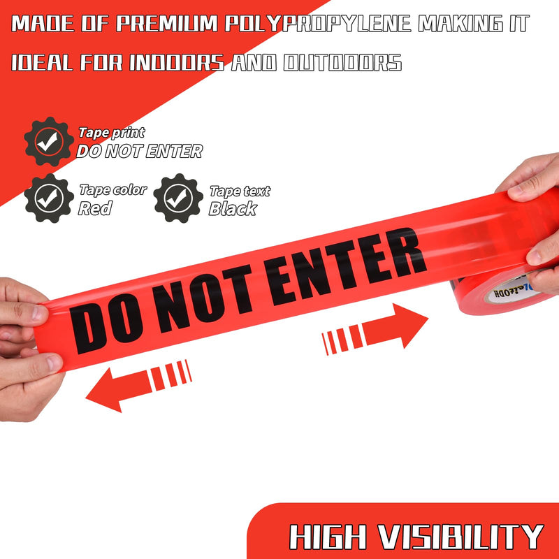 Oleitodh Red Do Not Enter Tape 4 Pack 3 inch X 1000 feet, Barricade Tape Bulk Bright Red with a Bold Black Print for High Visibility, Tear Resistant Design 3inch x 1000 ft Red-Danger