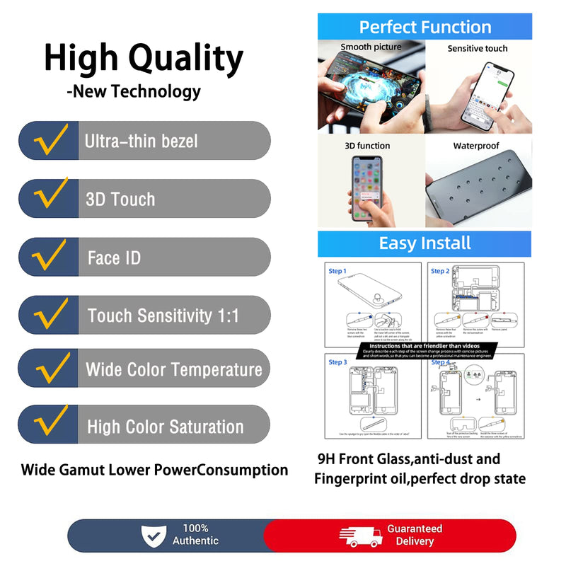 [Australia - AusPower] - for iPhone XR LCD Screen Replacement 6.1 inch(Model A1984, A2105, A2106, A2108) Display digitizer Assembly Touch Screen,with Frame Assembly Repair Tool for iPhone XR 