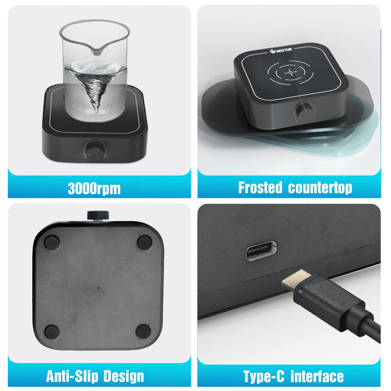 [Australia - AusPower] - Magnetic Stirrer 3000rpm, Magnetic stir Plate with Stir Bar, Mini Magnetic Mixer Stirrer Max Stirring Capacity 3000mL, Lab Stirrers (No Heating) Basic 