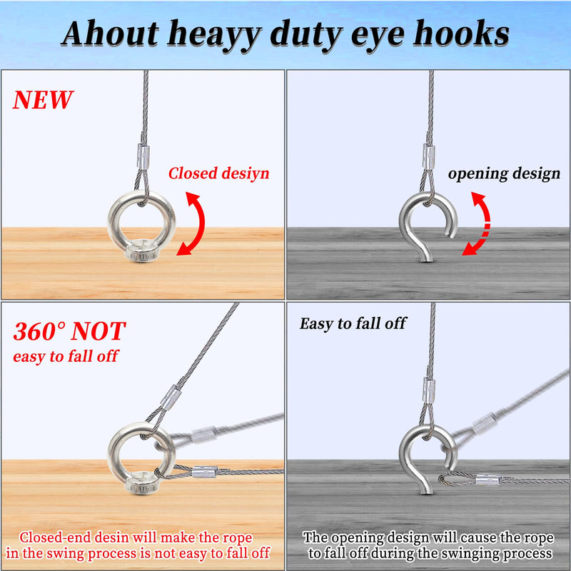 [Australia - AusPower] - 4PCS 5 Inch Heavy Duty Eye Hooks M10 Heavy Duty Screw in Eye Hooks for Yoga Hammock Stand, Swing Chair, Heavy-Duty Suspension Indoor & Outdoor Uses 