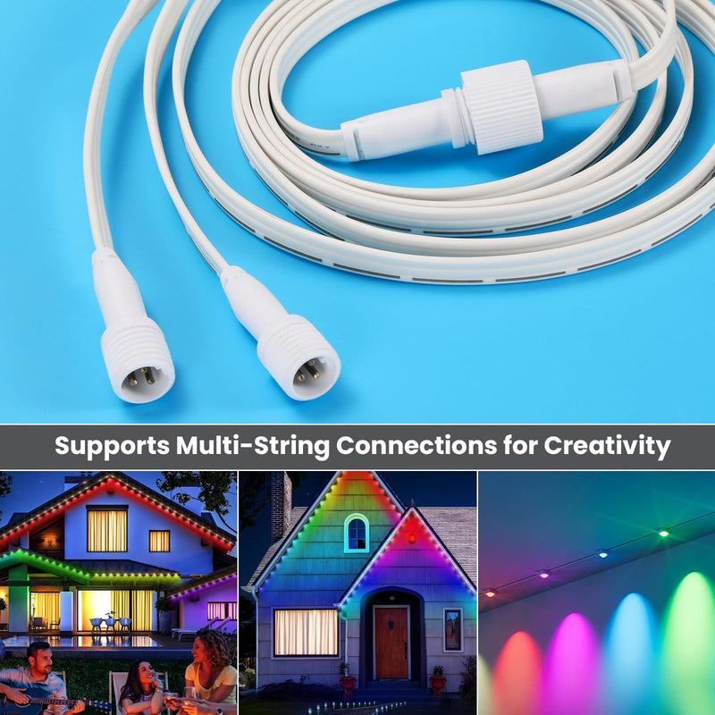 16.3FT Permanent Outdoor Lights Extension Cable for Go-vee H705A H705B H705C H706A H706B H706C,IP68 Waterproof Extension Cord, 3 Pin Power Cord 1FT Y-Shaped Extension 16 Ft Extension Cable