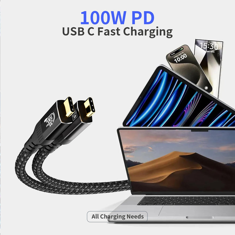 20FT Long USB C to USB C Cable Compatible with Thunderbolt 4/3, USB 3.2 Gen 2 20Gbps High Speed Data Transfer, 100w Fast Charging & 4K@120Hz USB C Video Cable for Monitor, Hub,dispaly Cord 20FT