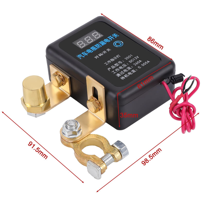 Kill Switch-Smart Remote Car Battery Disconnect Switch Device for Vehicle, RV, ATV, Truck, Boats (with LED) 12v with Remote Control Black