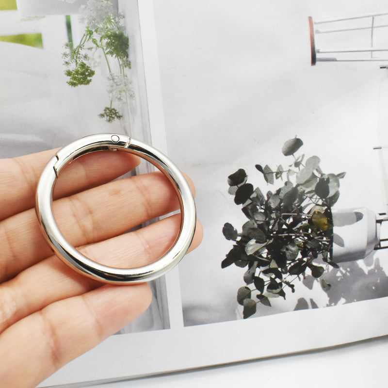 [Australia - AusPower] - 3/2.5/2/1.5 inch Big Round Carabiners Clips Metal Trigger Spring O Rings Snap Hooks DIY Charms Accessory for Keychains Bags Purses Crafts Making 2 inch(50mm)_10pcs Silver 