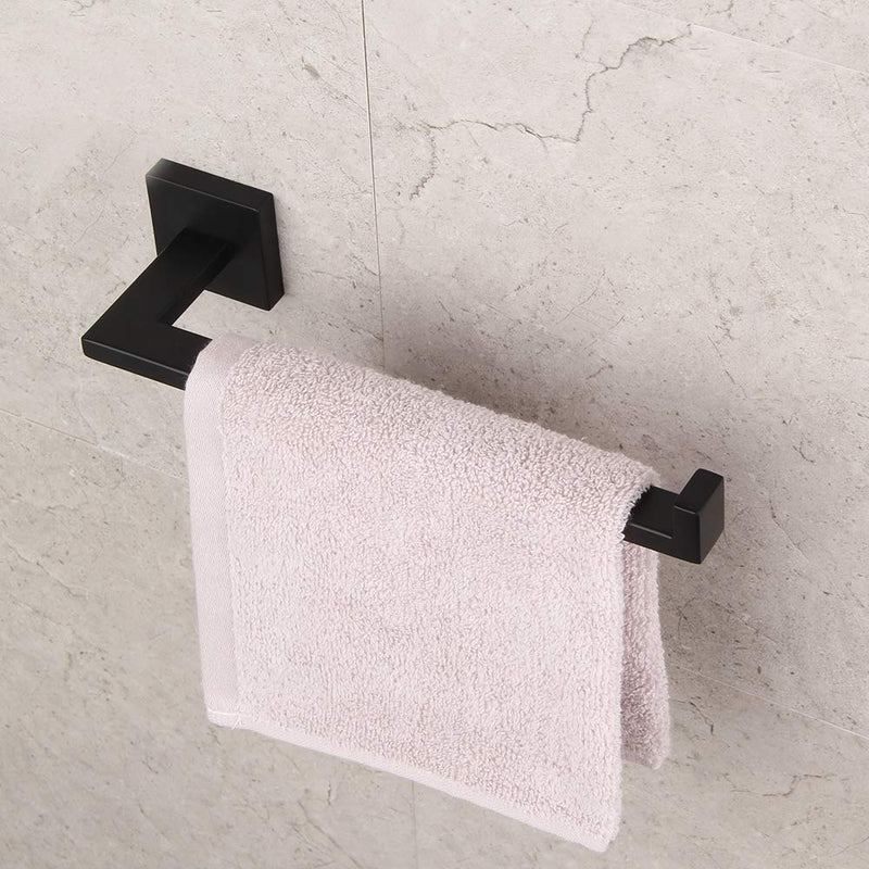 GERZWY SUS 304 Stainless Steel Bathroom Hardware Set Matte Black Towel Ring and Toilet Paper Holder Bath Hardware Accessories Sets Wall Mounted IG1856-2BK