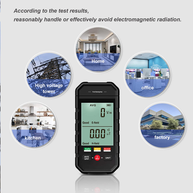 [Australia - AusPower] - EMF Meter, Electromagnetic Field Radiation detector with Digital LCD Backlit Display Automatic Alarm, Handheld EMF Tester for Home Office EMF Inspections 