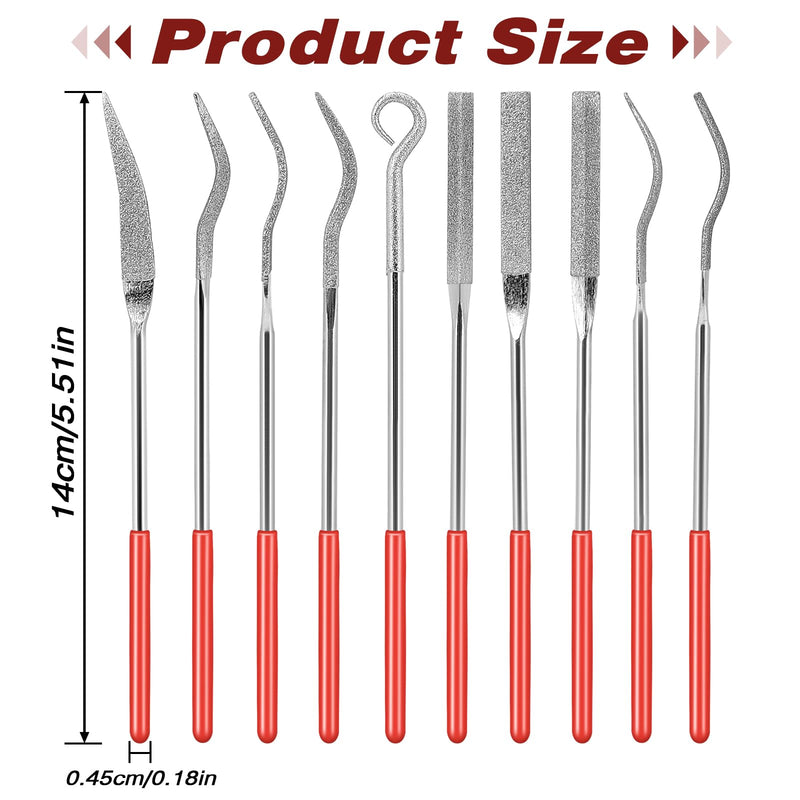 [Australia - AusPower] - 10Pcs Small File Set Diamond Needle File Set, Curved Files Tool, Mini Metal File Diamond File, Miniature and Model Files, File Jewelry Stone Carving Tools(140mm/5.5inch) 